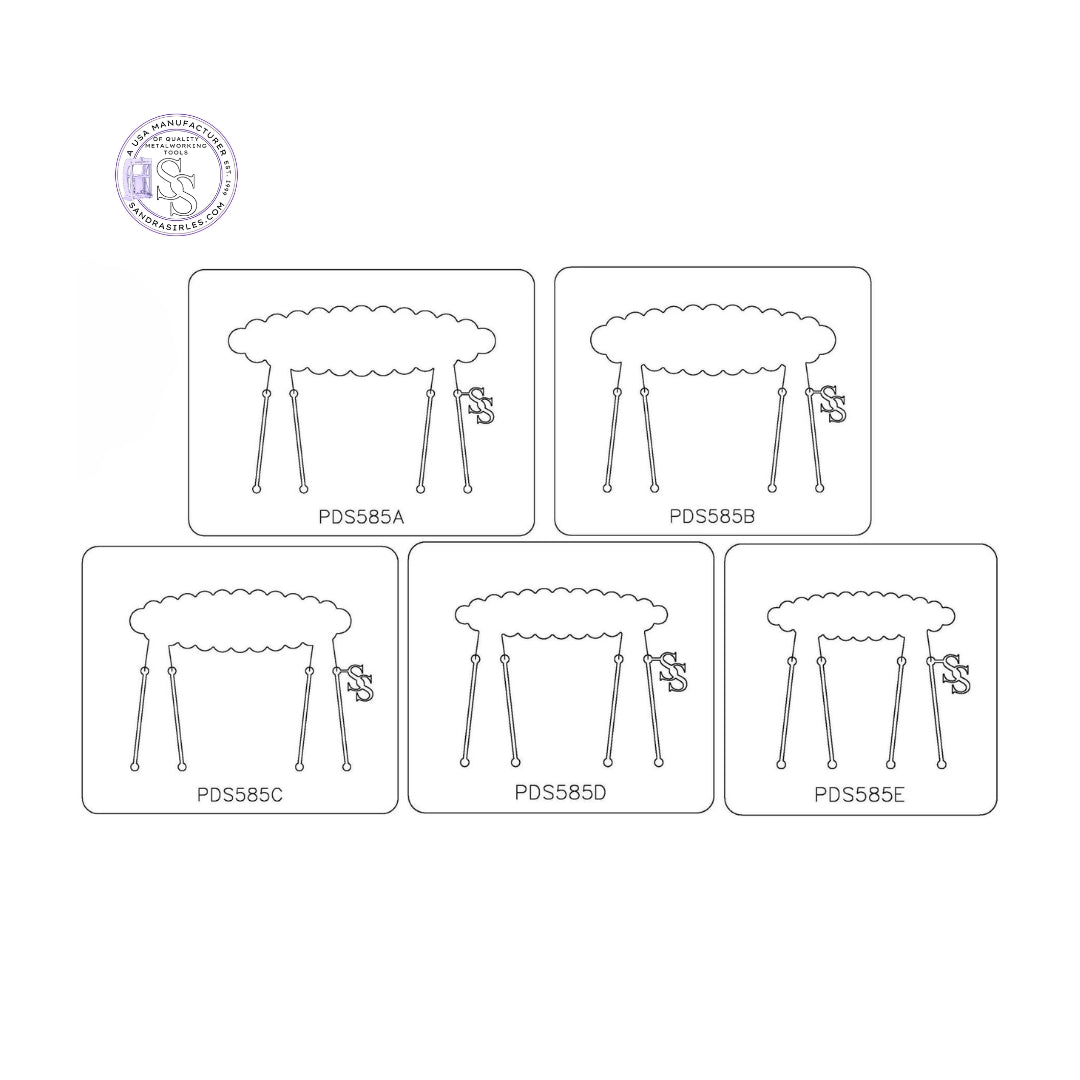 PANCAKE DIE PDS585 SHAPE 85 BARRETTE OVAL SCALLOPED